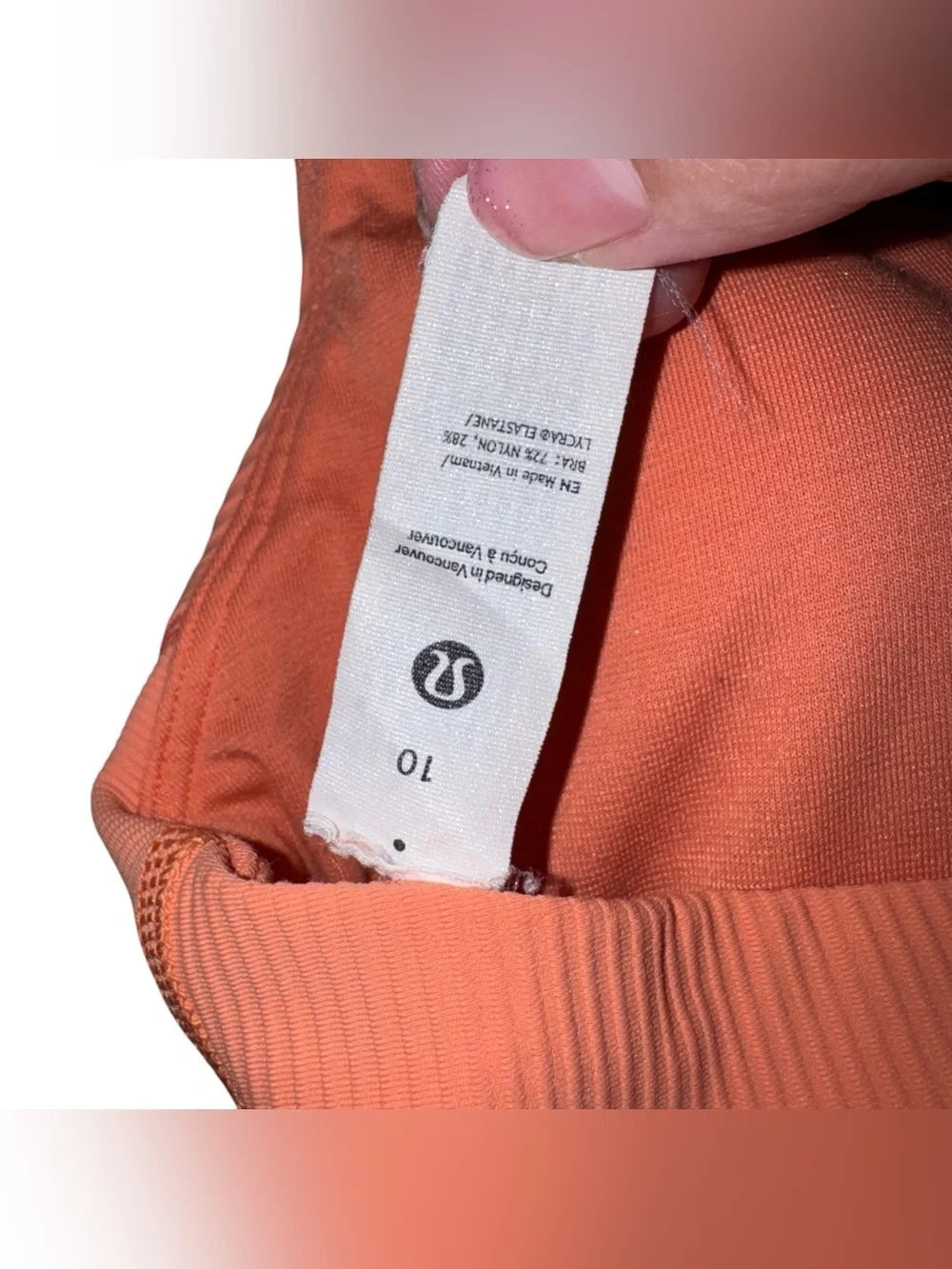 LULULEMON Energy Longline Bra Ribbed Luxtreme Orange Size 10